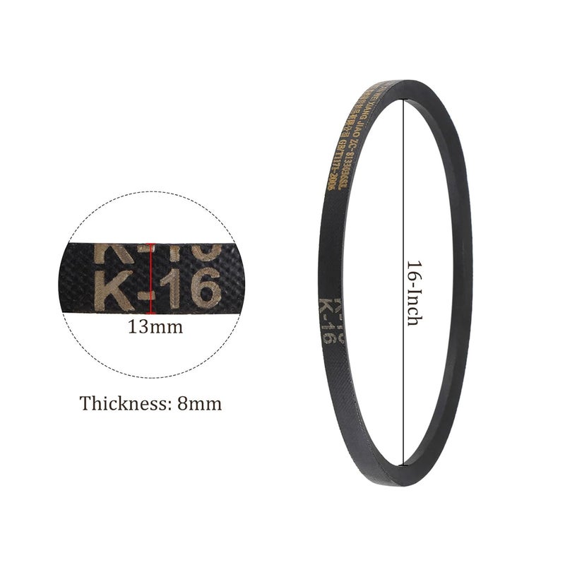Kozelo K-16 Power Drive V-Belt - [16 Inch Pitch Girth] Fan Rubber Wrapped Industrial Belt for Transmission Use, 8mm Width, 6mm Height - Image 3